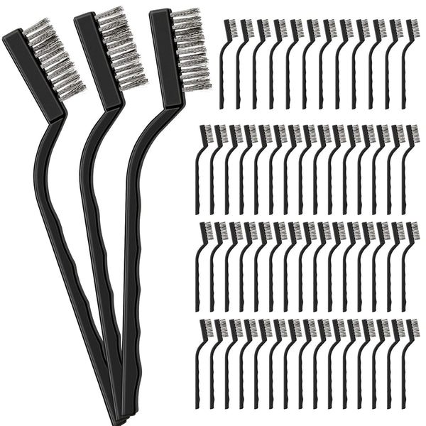 60 Pcs Mini Wire Brush Set Stainless Steel Wire Bristle Scratch Brush