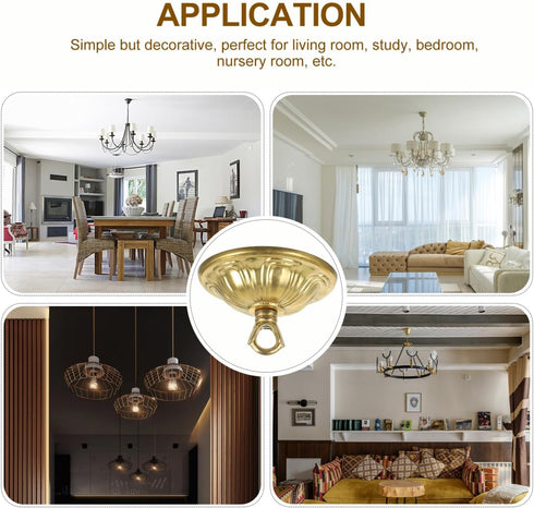 3.46X3.46X0.59in Homoyoyo Antique Style Cast Brass Canopy Light Cover Plate with Chandelier Hook