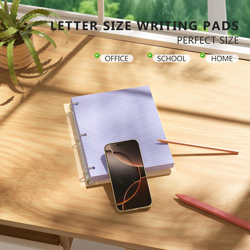 AILZFEI 100 8 10.5 3-Hole 3-Ring 8" 10.5" Purple Loose Leaf Paper Sheets Colored Filler Paper * College Ruled Paper