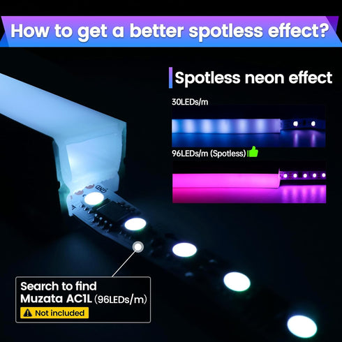 16.5FT/5M IP67 11MM USC4 5M Muzata Silicone LED Channel Waterproof and Dustproof Flexible Bendable Spotless Diffuser