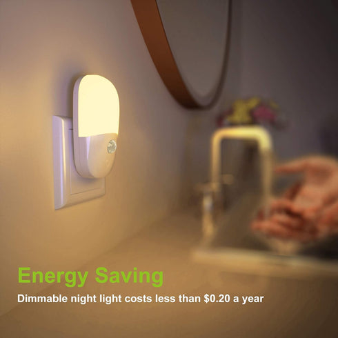 Dimmable Stairs,2 Pack MAZ-TEK Plug in Motion Sensor Night Light, Soft Warm White LED Nightlight with Dusk to Dawn