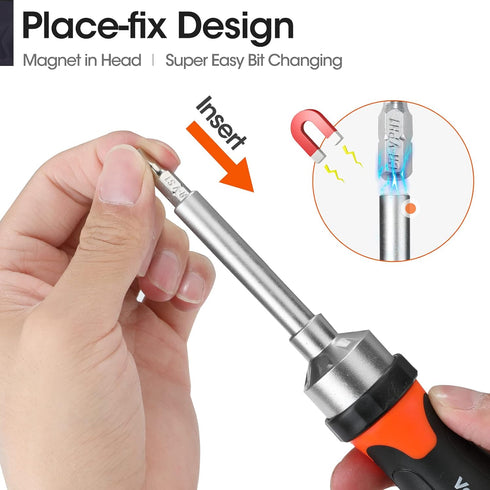 ValueMax 13-in-1 Multi-bit Ratcheting Screwdriver Set, Portable Multi-purpose Ratchet Screw-driver Tool