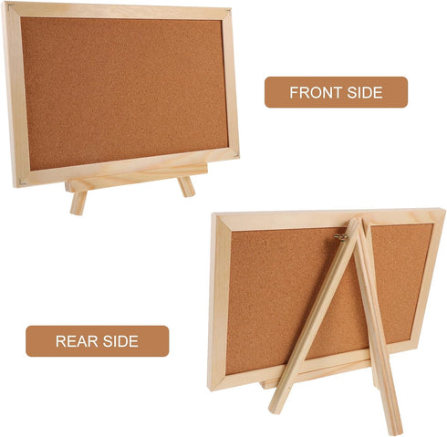 MAGICLULU Wooden Frame Message Board - Pin Board with Wood Easel Display Stand, Tripod Holder, and Cork Notes Box