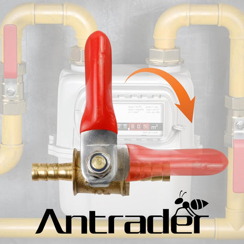Antrader 4 Pcs Mini Shut Off Switch Forged Brass Ball Valve, 1/4" Hose Barb x 1/4" Hose Barb, 180 Degree Handle