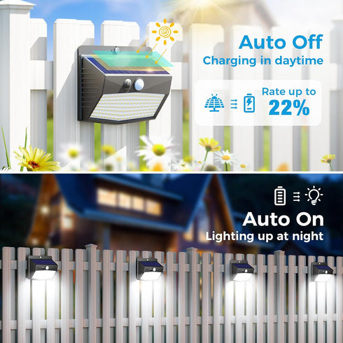 2 Packs 3 Peasur Solar Outdoor Lights Motion Sensor Solar Security Lights Waterproof with Lighting Modes Solar Powered