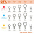 260PCS AWG 22-16 16-14 12-10 Copper Ring Fork Terminals Tin Plated Non-Insulated Electric Wire Connectors
