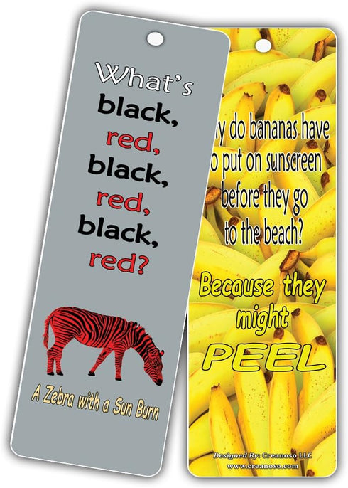 Fun Bookmarks for Kids, 12 Pack Silly Jokes Series 1, Excellent Party Favors and Classroom Reading Rewards