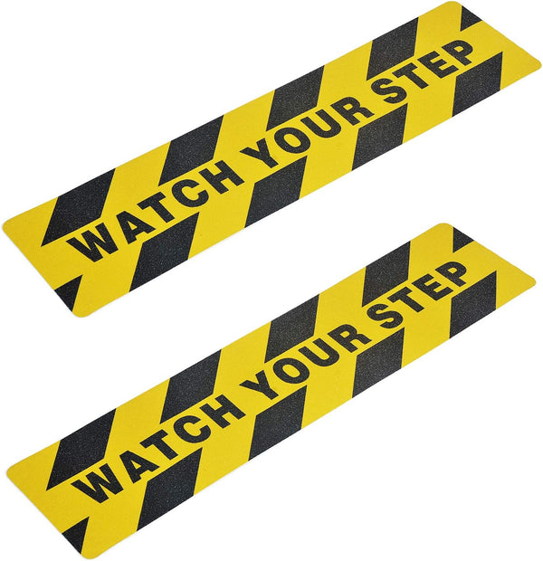 6" x 24" Watch Your Step Floor Tape - Anti-Slip Warning Sign Sticker for Workplace Home Safety, Wet Floor Caution - 2