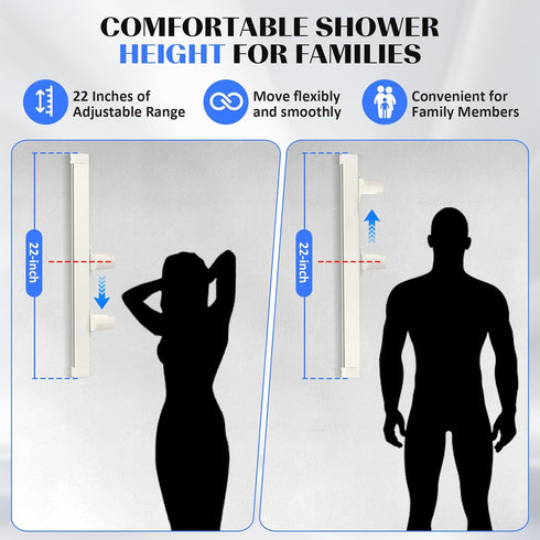Blissland Shower Slide Bar with Height and Angle Adjustable Handheld Shower Head Holder |Strong Adhesive Disc Mount