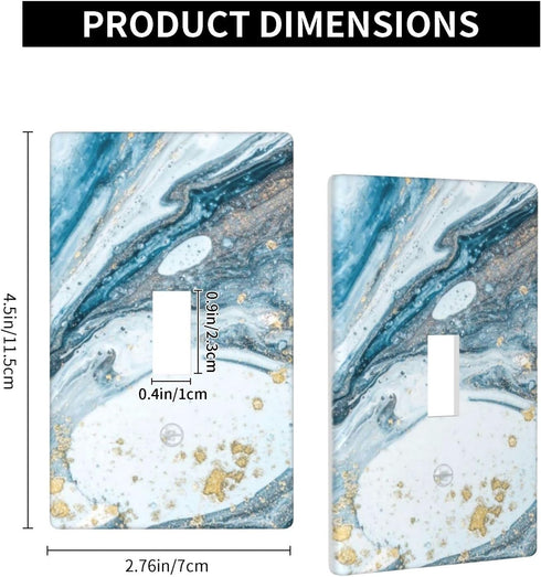 Blue Marble Light Switch Cover 1 Gang Wall Plate, Abstract Decorative Single Toggle Switch Plate 4.50 x 2.76 Inch