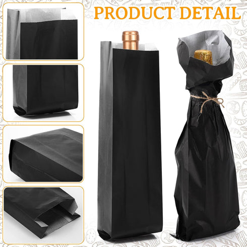 150 Packaging 4.5 2.5 16 Inches(Black) Yahenda Pieces Paper Bread Bag French Breads Storage Bags Disposable Homemade