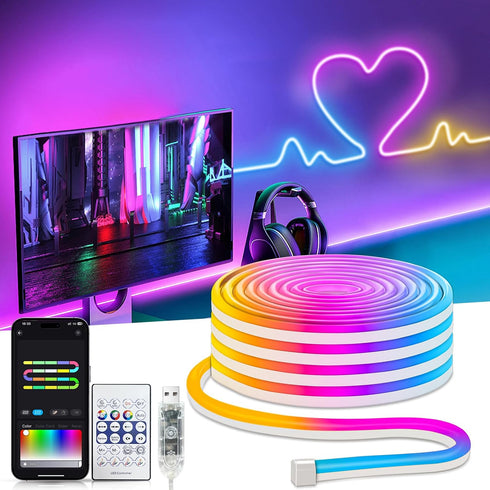 Smart Neon Rope Lights USB, 16.4Ft LED Rope Lights IC & RGB