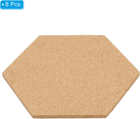 PATIKIL 8x7" 1/4" Thick Cork Board Tiles, 8 Pack Self Adhesive Hexagon Display for Home Office
