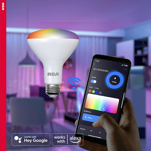 Bulb, 1-PK 9W (60W Bulb, Dimmable BR30 Bulb, Bulb RCA WiFi LED Smart Light | Indoor Flood Light, Equiv) Multicolor