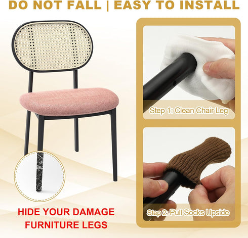 24Pcs PATIKIL Knitted Chair Leg Floor Protector, White Furniture Chair Leg Socks Small Furniture Covers for Hardwood