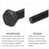 Hex Bolts (1/2-13x4") 10Pcs, 304 Stainless Steel Fully Threaded Hex Head Screw Bolt for Furniture Repair, Black