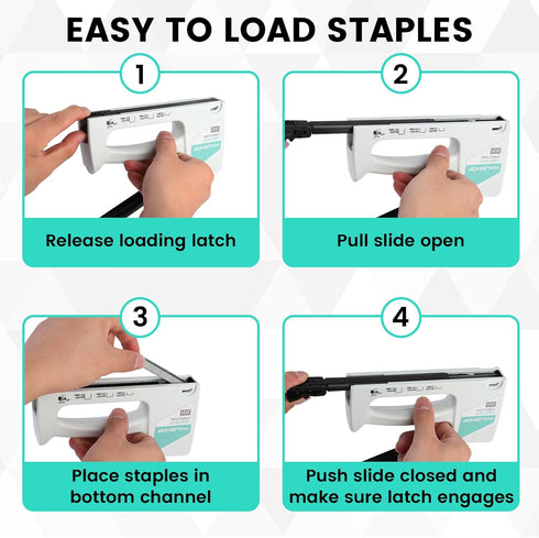 HAUSHOF Light Duty Staple Gun, Upholstery Staple Gun with 800PCS JT21 Staples, White Staple Gun Kit