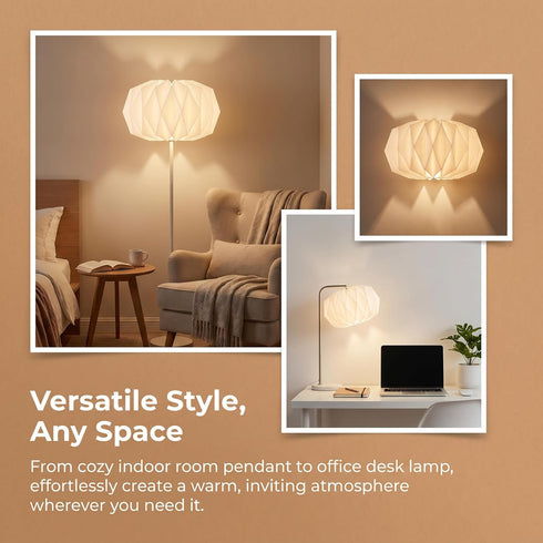 KALLORY Magnetic Origami Lampshade Decorative Light Cover Accessory Pleated Paper Lamp Shade for Bedroom Living Room
