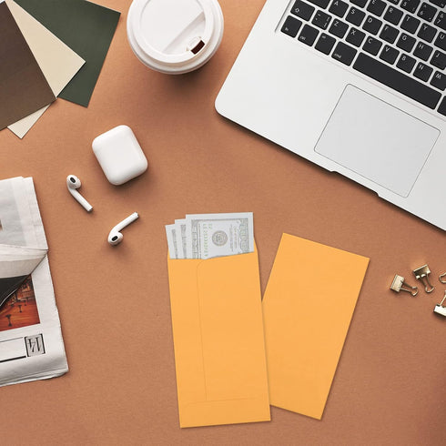 ValBox 3.5x6.5 Money Envelopes, Brown Kraft #7 Coin Envelopes for Seed, Cash, Budgeting (Pack of 100)