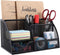 EasyPAG Desk Organizer Mesh Desktop Office Supplies, Multi-functional Caddy with 6 Compartments and 1 Drawer (Black)
