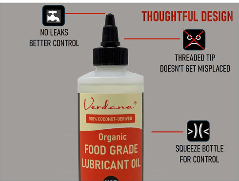 H1, 8 Oz Verdana Food Grade Lubricant Oil Organic, Kosher, NSF Non-GMO Petroleum-Free Light Machine Oil for Meat