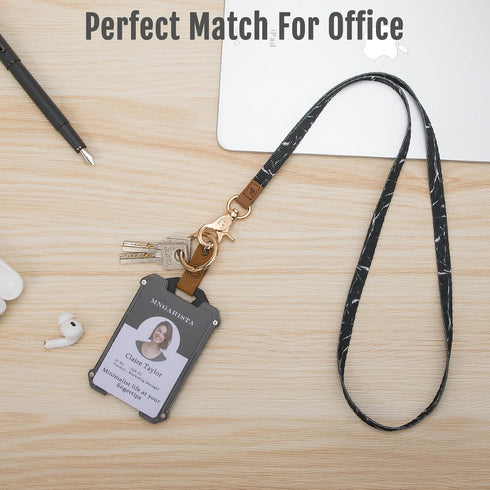 MNGARISTA Durable Neck Floral Key Lanyard for Women, ID Lanyards with Keyring and Clasp, Leopard for ID Badges