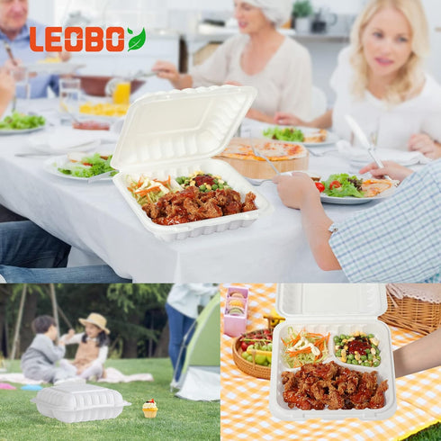 Take Out Containers, BPA Free Plastic To Go Containers with Lids, 65-Pack 30 oz Reusable Meal Prep Clamshell Boxes