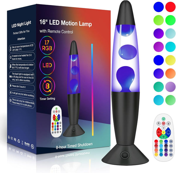 Biulazyda 16" Black LED Liquid Motion Lamps, 17 Colors Changing Lamp with Remote,