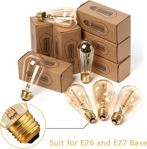 Sevici Bulbs 110V 60W 6 Pack, ST64 Bulb 280LM 2200K Dimmable E26/E27 Bulbs Bulbs Antique Edison Light Decorative