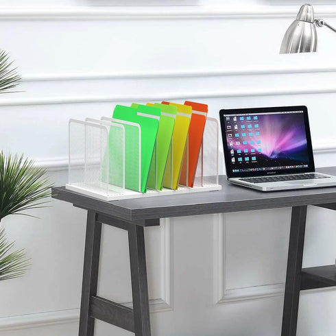 Kuntine.B 2 Pack Desk File Organizer, 7-Section Upright Mesh Desktop File Sorter for Home, Office & Classroom (White)