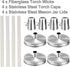 Mason Jar Tabletop Torch Kits, 4 Pack with Longlife Fiberglass Wicks and Stainless Steel Lids