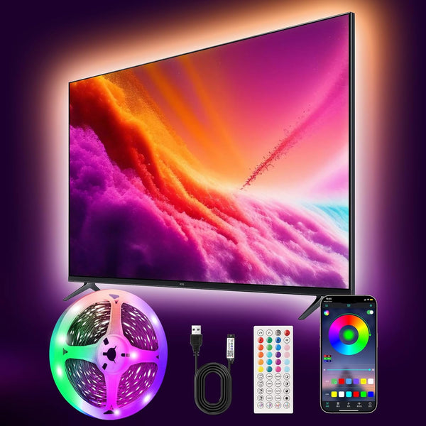 PSTAR LED Lights for TV Led Backlight, 16.4ft Music Sync RGB Strip Lights