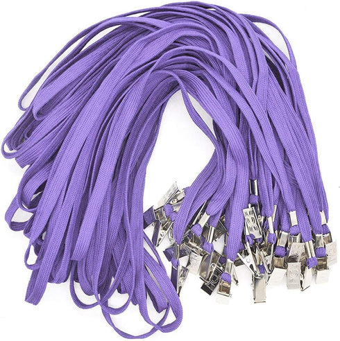 Bird Fiy 50 Pcs Cotton Lanyards with Bulldog Clip, 32-inch Flat Braid Neck Lanyard for ID Cards