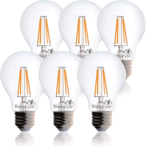 Bioluz LED 92 CRI E26 40 Watt Dimmable Edison Bulbs, Warm White Clear Pendant Light, 6-Pack