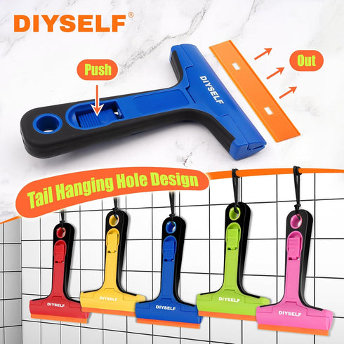 1 Pack 5 DIYSELF-Razor-Blade-Scraper, Razor Blade Scraper, Extra PCS Orange Plastic Blades, Razor Blade Scraper Tool