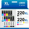 LEMERO Remanufactured 220XL Ink Cartridges for Epson 220, 10 Pack (4 Black, 2 Cyan, 2 Magenta, 2 Yellow)