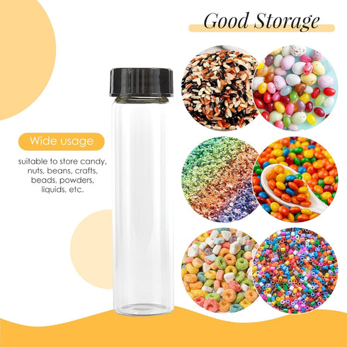 40ml Clear Glass Vials with Screw Caps and Plastic Stoppers, Leak-Proof Glass Test Tubes, 25PCS