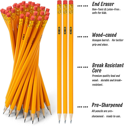 IKAYAS 400 Pack #2 HB Pencils, Bulk Yellow Sharpened Pencils with Erasers for Kids and Office Supplies