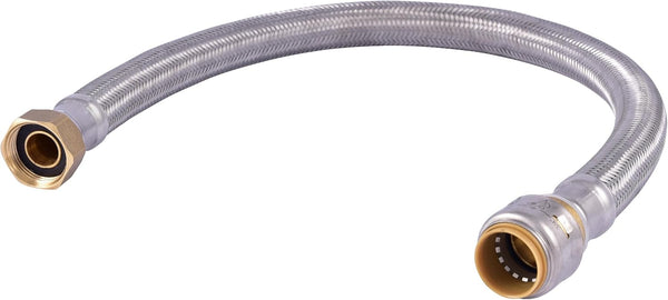 SharkBite Max 3/4 Inch x 3/4 Inch FIP x 24 Inch Stainless Steel Braided Flexible Water Heater Connector, Push to Connect