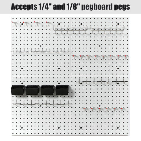 Pegboard Smith 16x16 inch (2 Wall Organizer Pegboard Panels, Gray Metal Pegboard for Tool Storage, Workbench Tools