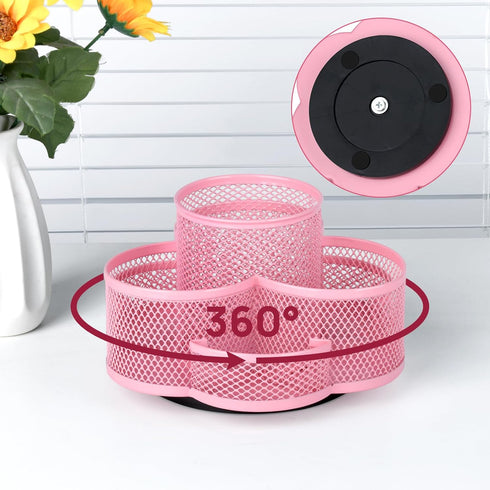Pink Desk Organizer - Rotating Pencil Holder, Cup Holder for Desk Office, Pen Organizer in Pink