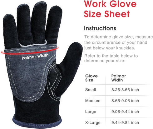 YESWELDER Leather Work Gloves for Men or Women, Durable Cowhide Leather with Cotton Lining for Various Uses