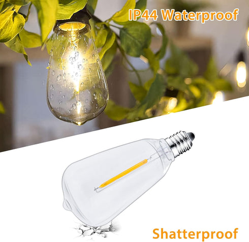 25 Packs ST38 LED Edison Bulbs, 0.6W E12 Base Small Vintage Light Bulbs, Equivalent to 7W Incandescent, 2700K Warm