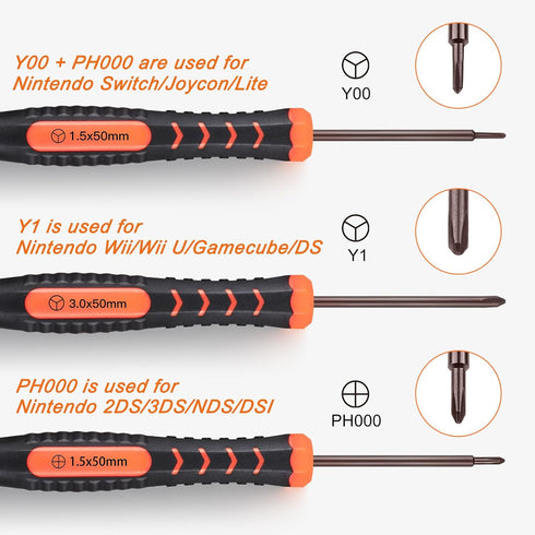Screwdriver Kit for Switch, 6Pcs Repair Set with Triwing, Phillips, Tweezers, Crowbar, Triangle Pry
