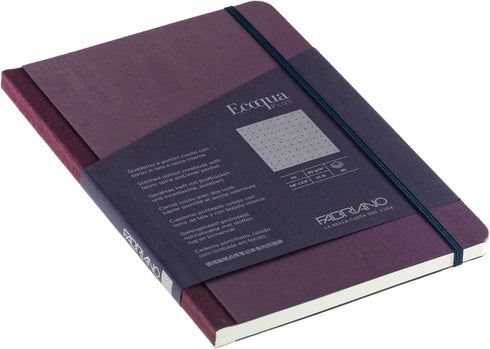 Fabriano Ecoqua Plus Fabric-Bound Notebook, A5, 5.8" x 8.3", Dotted, Wine