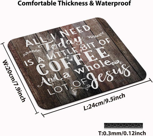 Wknoon 4-19 All I Need is Coffee & Jesus Quote Rustic Wood Mouse Pad, Christian Bible Verse Scripture Quote Philippians