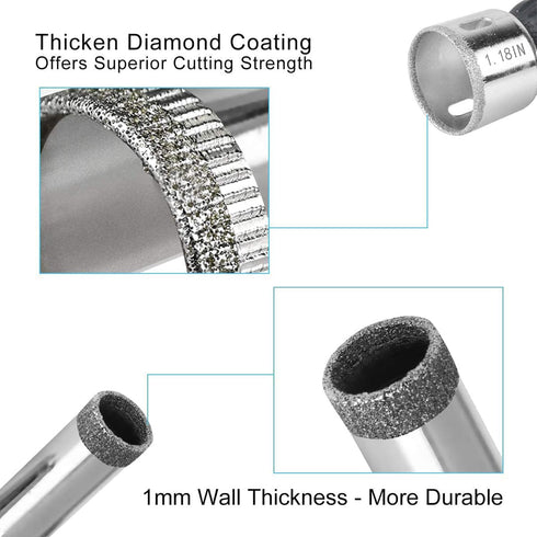 Glass Drill Bit Set, 5 pcs Diamond Drill Bits Hole Saw Bottle Extractor Remover Tool for Glass Marble Granite Fiberglass Ceramic Tile 3 8in 0.4IN (10mm) by DUNCHATY