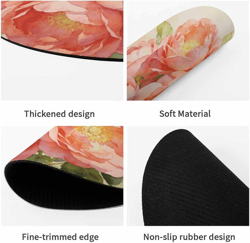 FekiLoot Salmon Pink Flowers Mouse Pads with Non-Slip Rubber Base Personalized Computer Mouse Mats Fashion Round