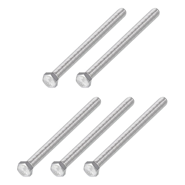 Hex Bolts 5Pcs (3/8-16x5-1/2"), 316 Stainless Steel Fully Threaded Hex Head Screws for Furniture Repair, Silver