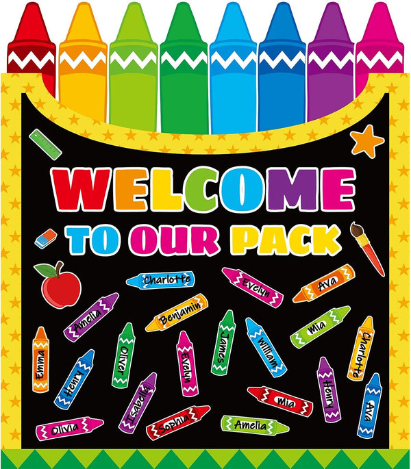 Crayon Back to School Bulletin Board Decorations Set Welcome to Our Pack